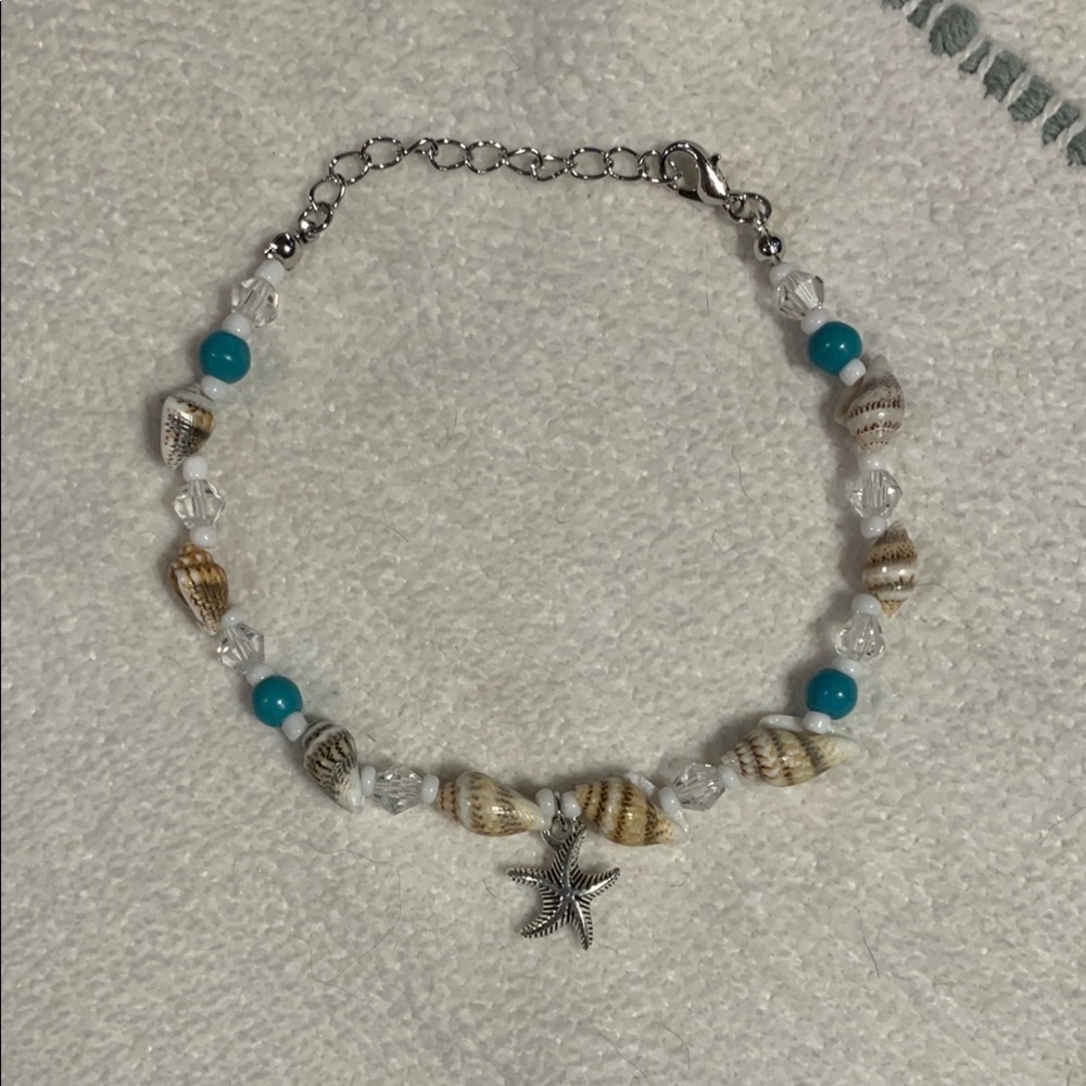Seashell and Turquoise Beaded Bracelet/Anklet